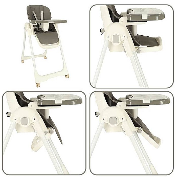 Scaun de masă copii, 3 în 1, Roți și sistem antiderapant, Homio Being More, Vărsta 6-36 luni, Pliabil, Suport picioare, Înălțime ajustabilă, Tăviță reglabilă și detașabilă, Centura de siguranță cu pri [4]