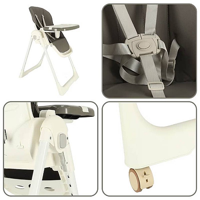 Scaun de masă copii, 3 în 1, Roți și sistem antiderapant, Homio Being More, Vărsta 6-36 luni, Pliabil, Suport picioare, Înălțime ajustabilă, Tăviță reglabilă și detașabilă, Centura de siguranță cu pri [6]