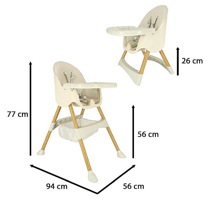 Scaun de masă copii, 3 în 1, Homio Being More, Vârsta 6-36 luni, Pliabil, Înălțime ajustabilă, Tăviță reglabilă și detașabilă, Centură de siguranță cu prindere în 5 puncte, Loc depozitare, Sistem anti [3]