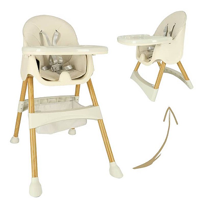 Scaun de masă copii, 3 în 1, Homio Being More, Vârsta 6-36 luni, Pliabil, Înălțime ajustabilă, Tăviță reglabilă și detașabilă, Centură de siguranță cu prindere în 5 puncte, Loc depozitare, Sistem anti [4]