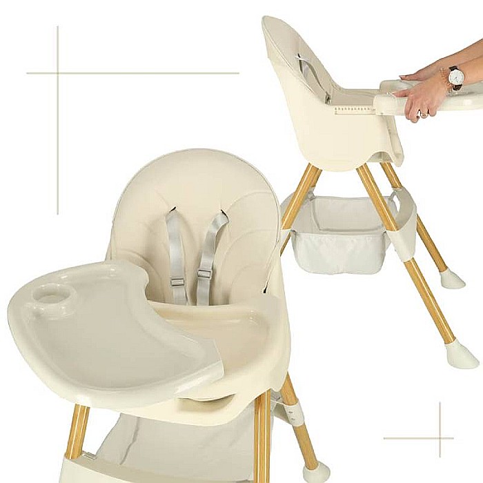 Scaun de masă copii, 3 în 1, Homio Being More, Vârsta 6-36 luni, Pliabil, Înălțime ajustabilă, Tăviță reglabilă și detașabilă, Centură de siguranță cu prindere în 5 puncte, Loc depozitare, Sistem anti [7]