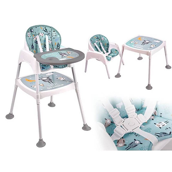 Scaun înalt de masă pentru copii, multicolor, multifuncțional, 3 în 1 transformabil în scăunel și măsuță, Homio, 6 luni-4 ani, centură în 5 puncte, greutate maximă 20kg [4]