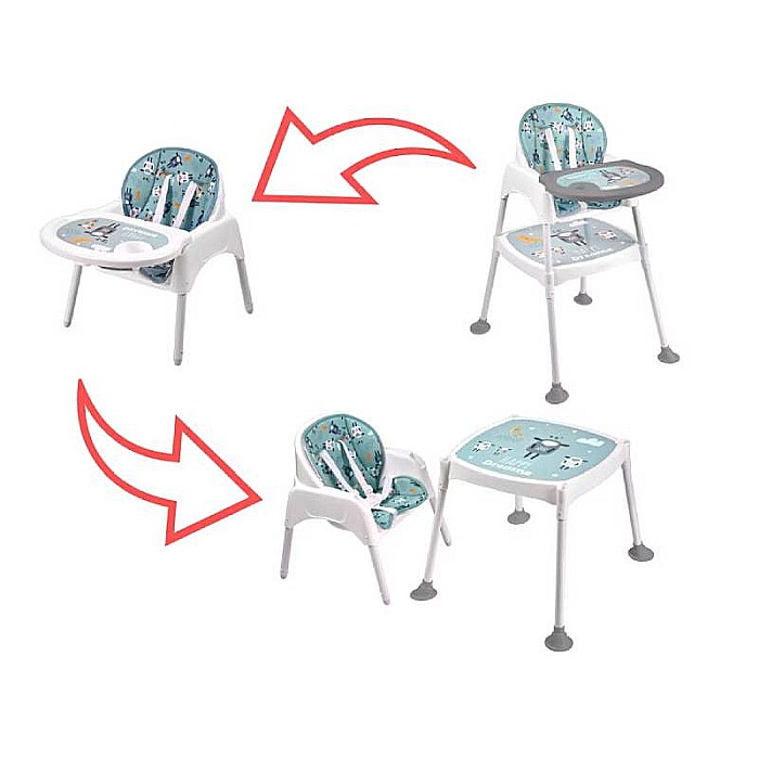 Scaun înalt de masă pentru copii, multicolor, multifuncțional, 3 în 1 transformabil în scăunel și măsuță, Homio, 6 luni-4 ani, centură în 5 puncte, greutate maximă 20kg [5]
