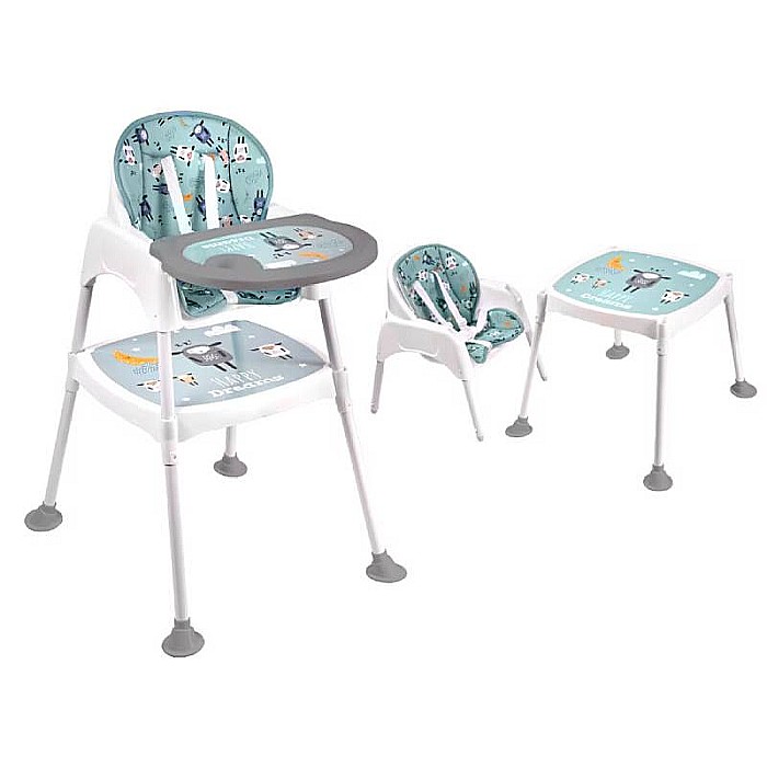 Scaun înalt de masă pentru copii, multicolor, multifuncțional, 3 în 1 transformabil în scăunel și măsuță, Homio, 6 luni-4 ani, centură în 5 puncte, greutate maximă 20kg [8]