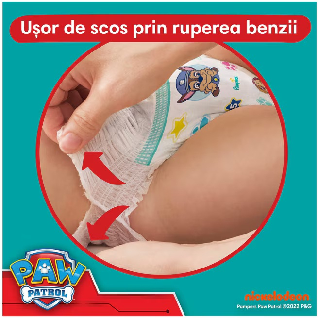 Scutece chiloțel Pampers Pants Active Baby Paw Patrol Edition, numărul 5, 12-17 kg, 66 buc [5]
