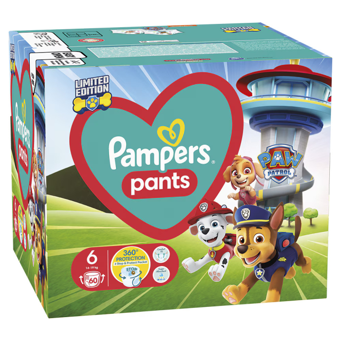 Scutece chiloțel Pampers Pants Active Baby Paw Patrol Edition, numărul 6, 14-19 kg, 60 buc [2]