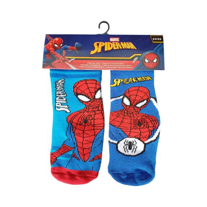 Set 2 perechi șosete ABS, talpă antiderapantă, multicolor, Happy, Spiderman [1]