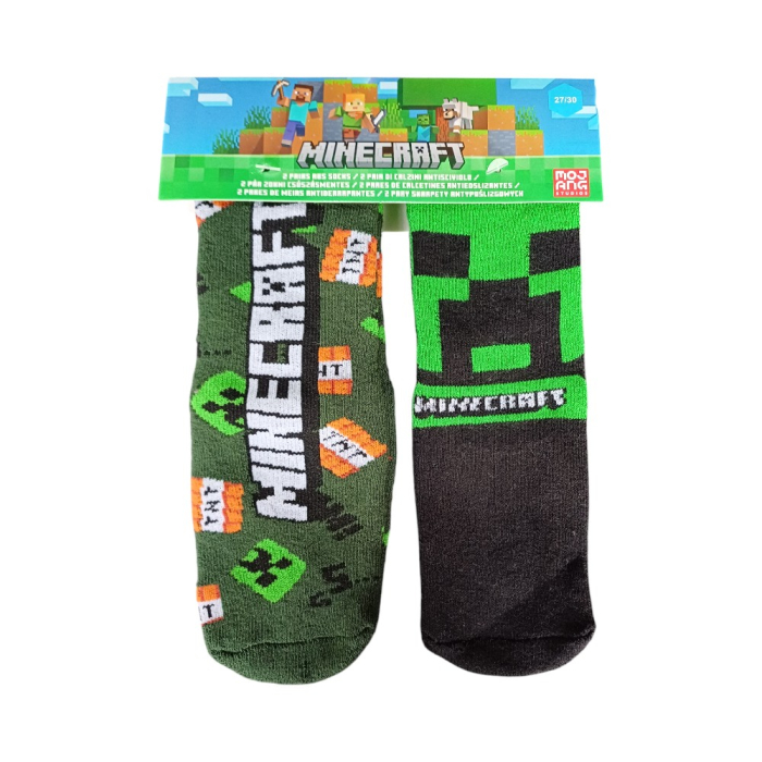 Set 2 perechi șosete ABS, talpă antiderapantă și 3 perechi chiloți băieți, 100% bumbac, multicolor, Happy, Minecraft [2]