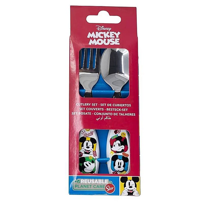 Set 2 tacâmuri, furculiță și lingură pentru copii Mickey Mouse, Fun-Tastic 15.5 cm Alb [2]