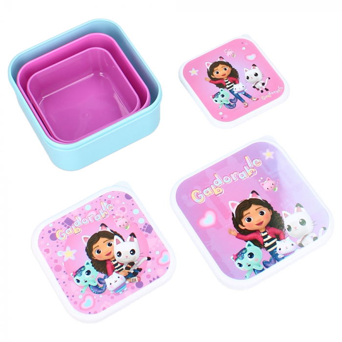 Set 3 cutii sandwich din plastic fara BPA, 12x12x6 cm, multicolor, Fresh Bites, Gabby's Dollhouse [2]