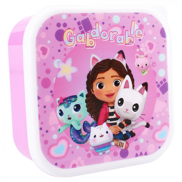 Set 3 cutii sandwich din plastic fara BPA, 12x12x6 cm, multicolor, Fresh Bites, Gabby's Dollhouse [6]