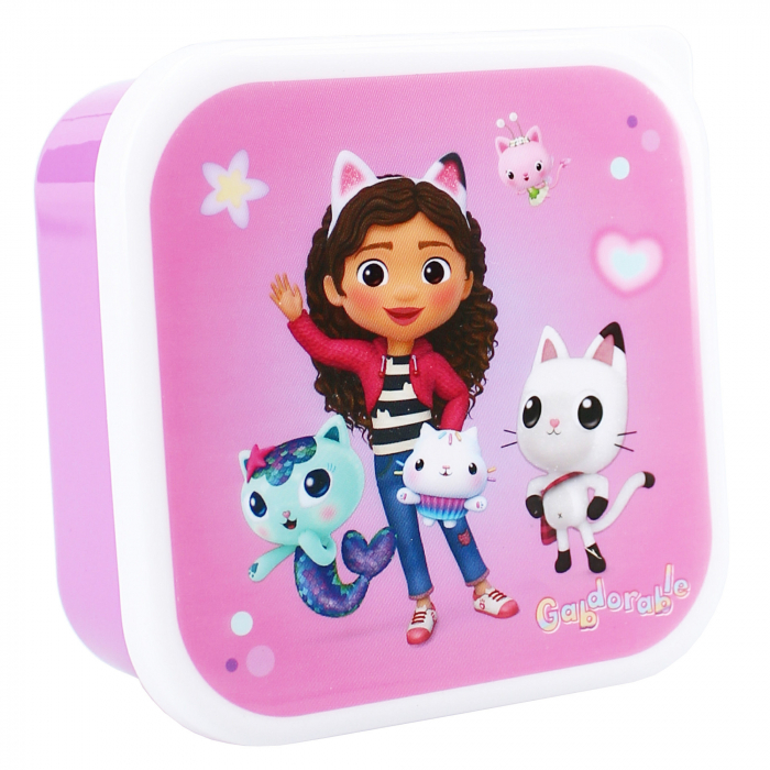 Set 3 cutii sandwich din plastic fara BPA, 12x12x6 cm, multicolor, Fresh Bites, Gabby's Dollhouse [4]