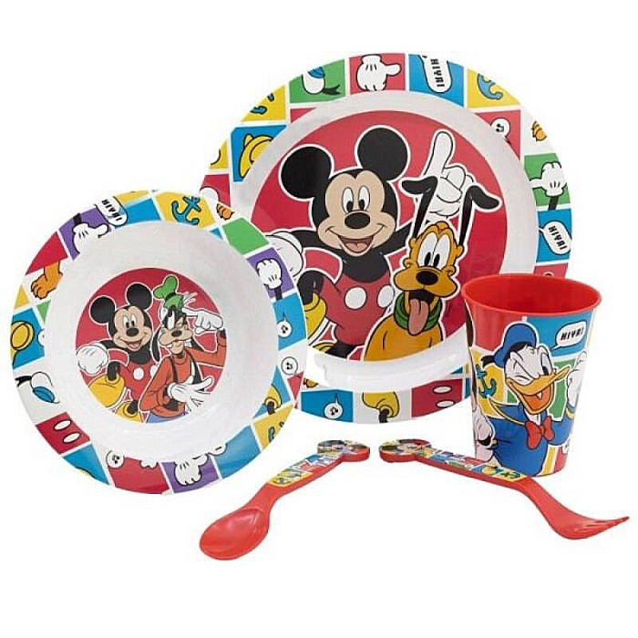 Set 5 piese pentru servit masa, plastic, fără BPA, multicolor, utilizabil la microunde, better Together, Mickey Mouse, Disney [2]
