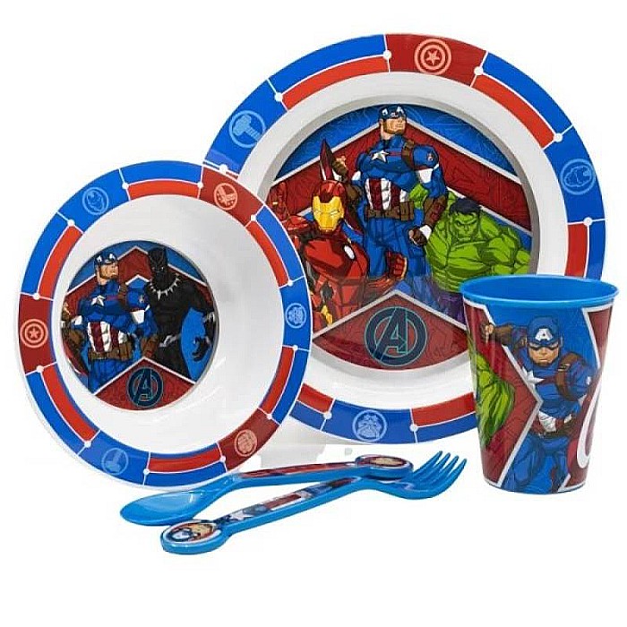 Set 5 piese pentru servit masa, plastic, fără BPA, multicolor, utilizabil la microunde, Avengers, Marvel [2]