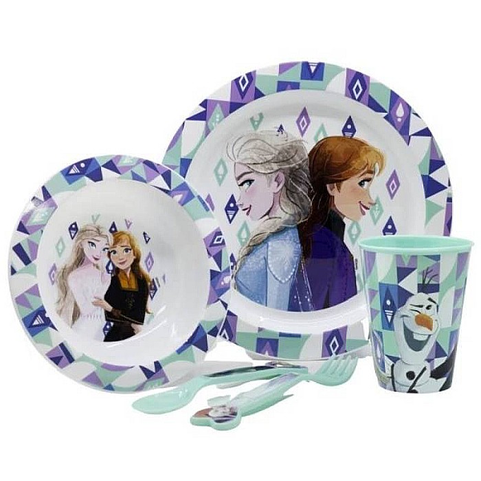 Set 5 piese pentru servit masa, plastic, fără BPA, multicolor, utilizabil la microunde, Frozen, Disney [2]
