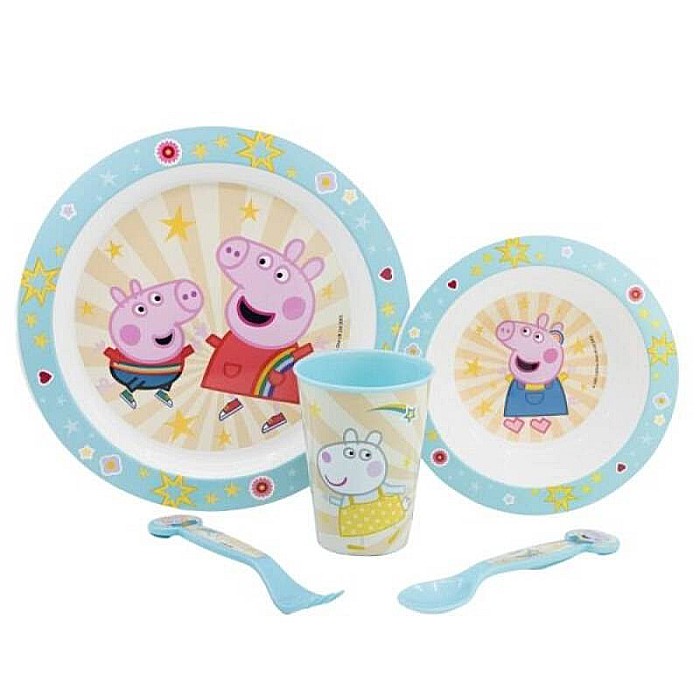 Set 5 piese pentru servit masa, plastic, fără BPA, multicolor, utilizabil la microunde, Peppa Pig [2]