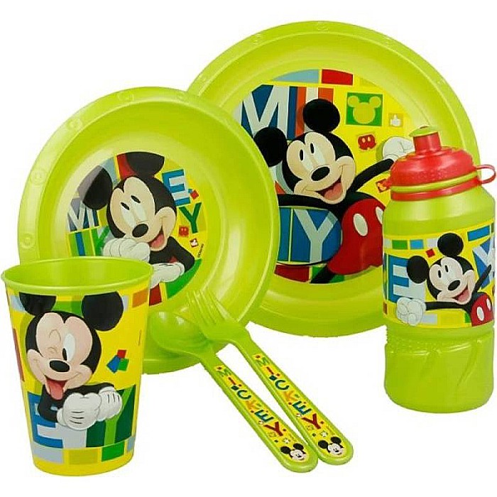 Set 6 piese pentru servit masa, plastic, fără BPA, verde, Mickey Mouse [2]