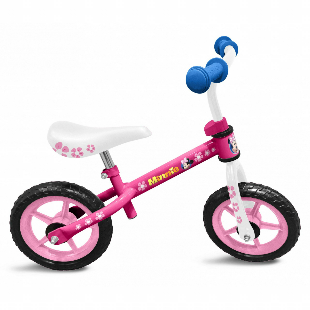 Set Bicicleta fara pedale pentru copii, +3 ani, cadru otel, sa reglabila, manere anti-strivire, protectie pentru copii, casca cu marime reglabila, genunchiere si cotiere, multicolor, 3-6 ani, Minnie M [2]