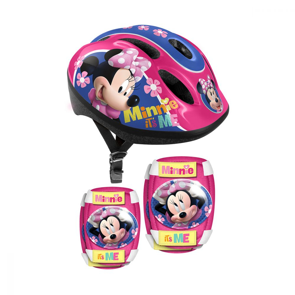 Set Bicicleta fara pedale pentru copii, +3 ani, cadru otel, sa reglabila, manere anti-strivire, protectie pentru copii, casca cu marime reglabila, genunchiere si cotiere, multicolor, 3-6 ani, Minnie M [3]