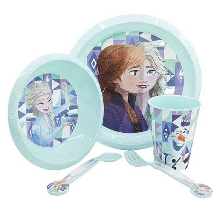 Set 5 piese pentru servit masa, plastic, fără BPA, multicolor, Ice Magic, Frozen, Disney [2]