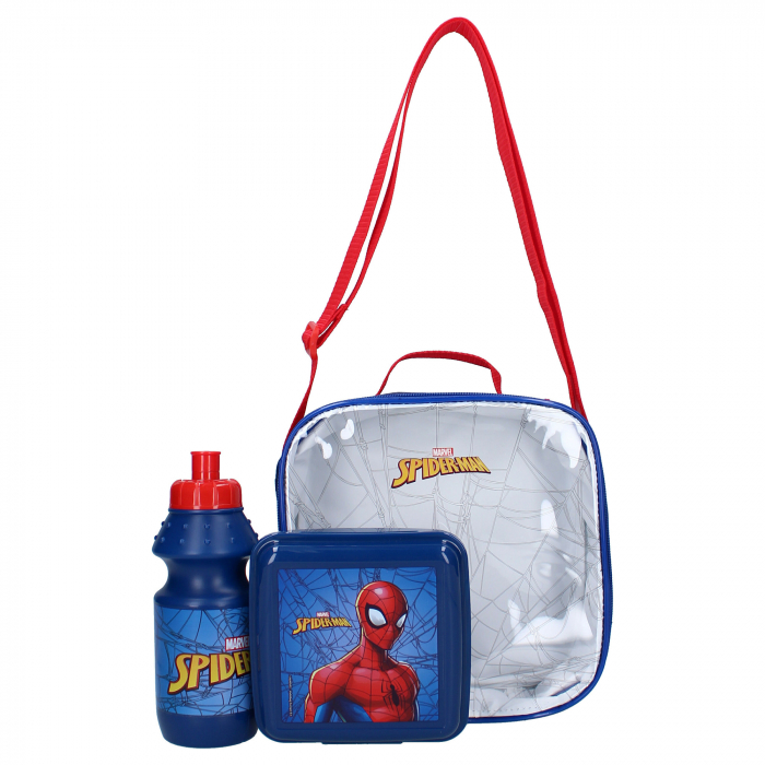 Set geantă, sticlă apă si cutie sandwich, din plastic, fara BPA, multicolor, Squeeze the day, Spiderman [5]
