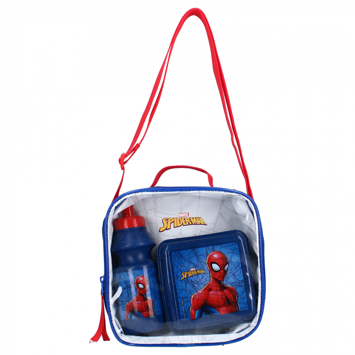Set geantă, sticlă apă si cutie sandwich, din plastic, fara BPA, multicolor, Squeeze the day, Spiderman [2]