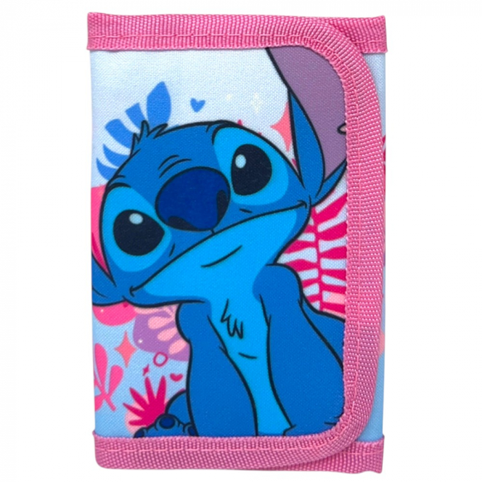 Set ghiozdan, 26x22x10 cm, sac sport si portofel, roz, Stitch [7]