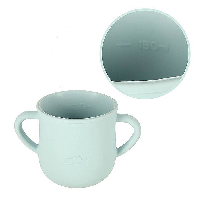 Set hrănire bebeluși și copii din silicon, 9 piese, Blue Homio, bavetă, farfurie compartimentată, bol cu ventuză, pahar cu capac, tacâmuri, ideal pentru diversificare, fără alergeni [5]