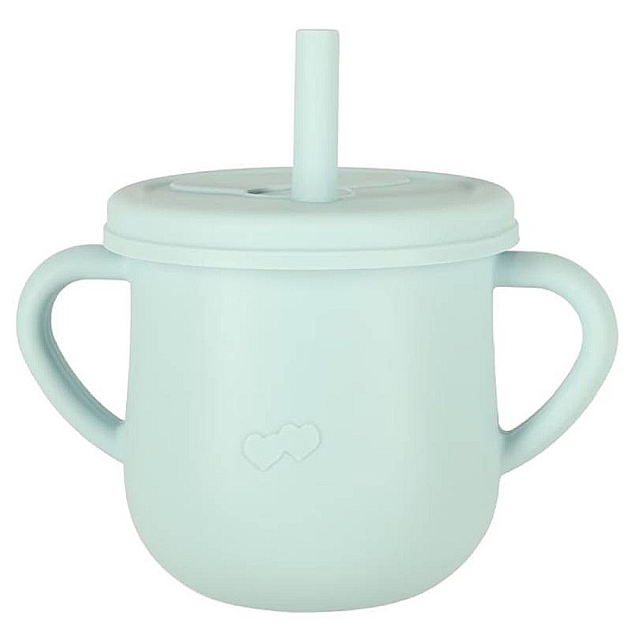 Set hrănire bebeluși și copii din silicon, 9 piese, Blue Homio, bavetă, farfurie compartimentată, bol cu ventuză, pahar cu capac, tacâmuri, ideal pentru diversificare, fără alergeni [7]