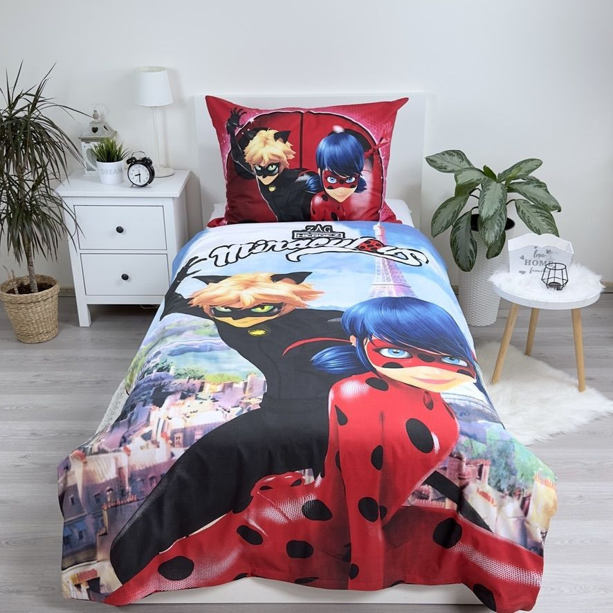 Set lenjerie de pat, 2 piese, reversibila, 100% bumbac, 140 x 200 cm, 70 x 90 cm, LadyBug, multicolor [2]