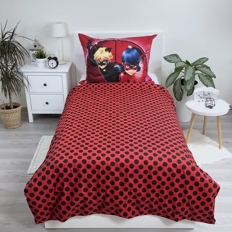 Set lenjerie de pat, 2 piese, reversibila, 100% bumbac, 140 x 200 cm, 70 x 90 cm, LadyBug, multicolor [3]