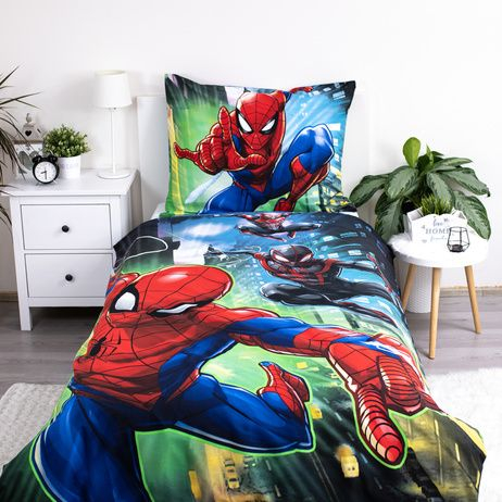 Set lenjerie de pat, 2 piese, reversibila, 100% bumbac, 140 x 200 cm, 70 x 90 cm, Spiderman, multicolor [2]
