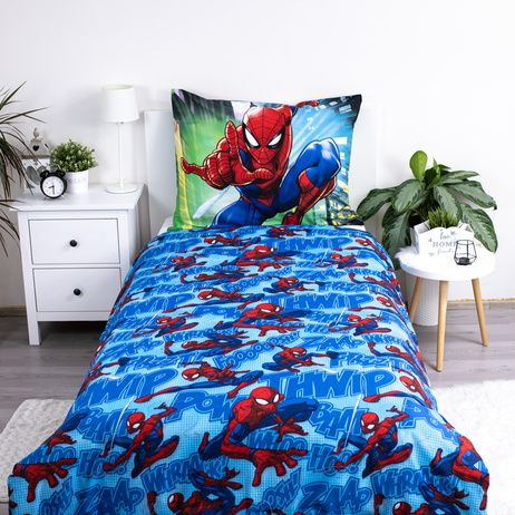 Set lenjerie de pat, 2 piese, reversibila, 100% bumbac, 140 x 200 cm, 70 x 90 cm, Spiderman, multicolor [3]