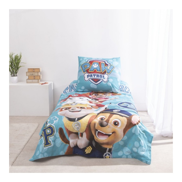 Set lenjerie pat, 100% bumbac, 2 piese, 140x200 cm, 65x65 cm, albastru, Happy, Paw Patrol [3]