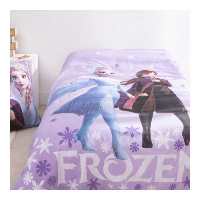 Set lenjerie pat, 100% bumbac, 2 piese, 140x200 cm, 65x65 cm, mov, Happy, Frozen [4]