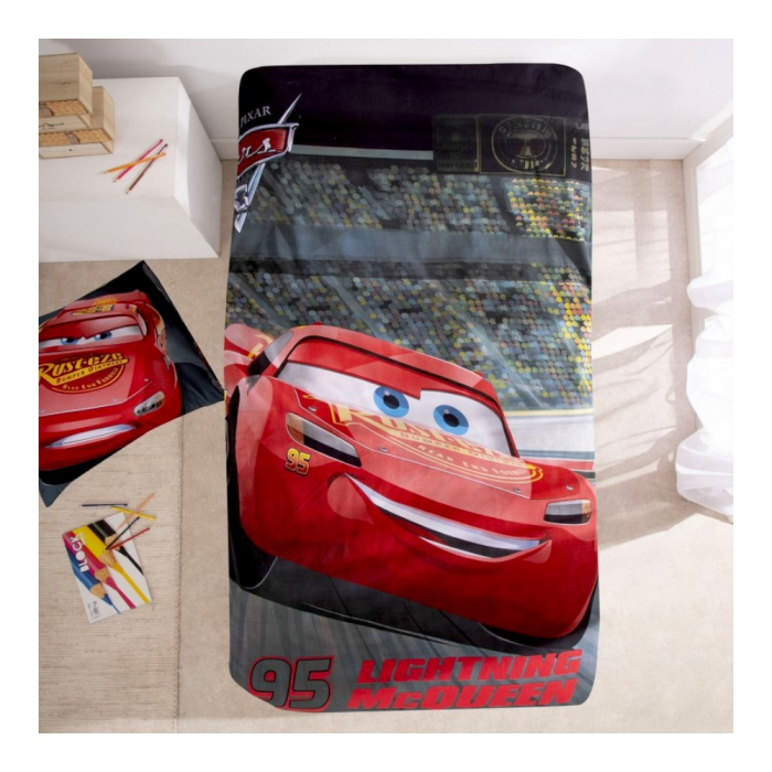 Set lenjerie pat, 100% bumbac, 2 piese, 140x200 cm, 65x65 cm, multicolor, Happy, Cars [2]