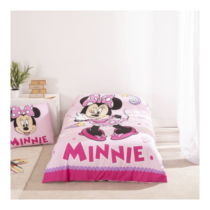Set lenjerie pat, 100% bumbac, 2 piese, 140x200 cm, 65x65 cm, roz, Happy, Minnie Mouse [4]