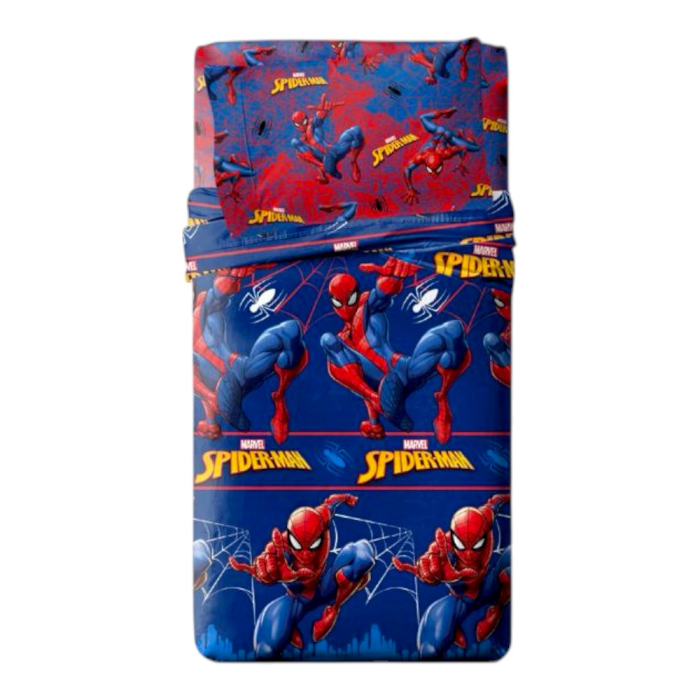 Set lenjerie pat, 3 piese, husa saltea 105x200 cm, cearceaf pat 180x280 cm, fata perna 50x70 cm, multicolor, Spiderman [1]