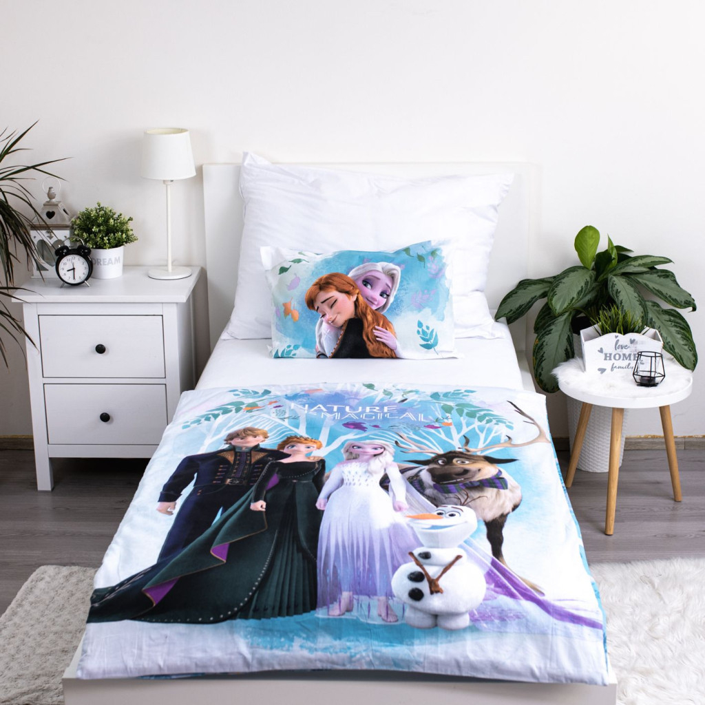 Set lenjerie pat copii, 100% bumbac, multicolor, 2 piese, 100×135 cm, 40×60, Nature is Magical, Frozen [2]