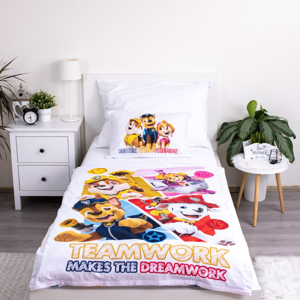 Set lenjerie pat copii, 100% bumbac, multicolor, 2 piese, 100×135 cm, 40×60, Teamwork, Paw Patrol [2]
