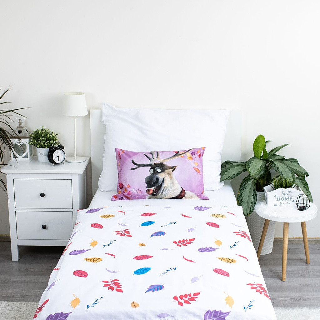 Set lenjerie pat copii, reversibila, 100% bumbac, multicolor, 2 piese, 100×135 cm, 40×60, Sisters, Frozen [3]