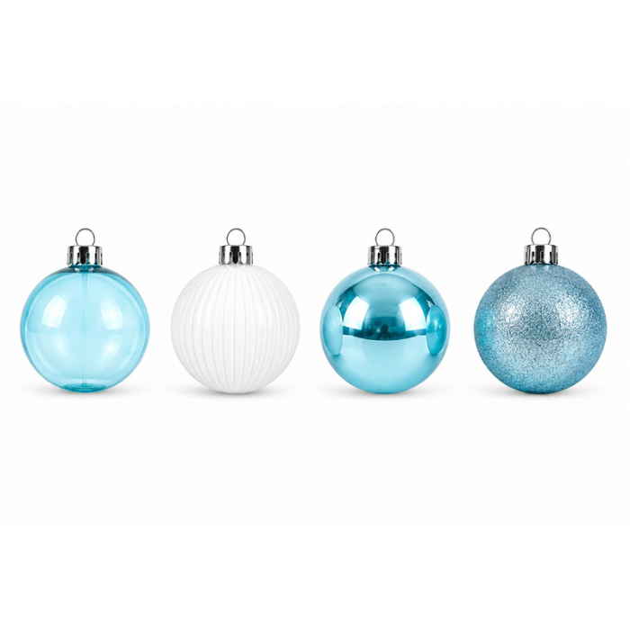 Set ornamente din plastic de Crăciun albastru-alb 24 bucăți [2]