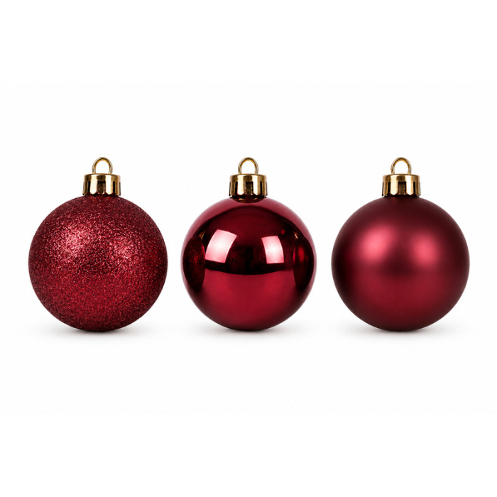 Set ornamente din plastic de Crăciun bordo 12 bucăți [2]