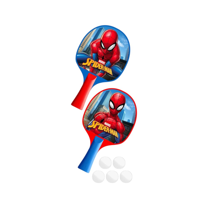 Set Ping-Pong pentru copii, 2 palete de tenis, 5 mingi, fileu cu ventuze, bază cu tijă flexibilă, multicolor, Spiderman [5]