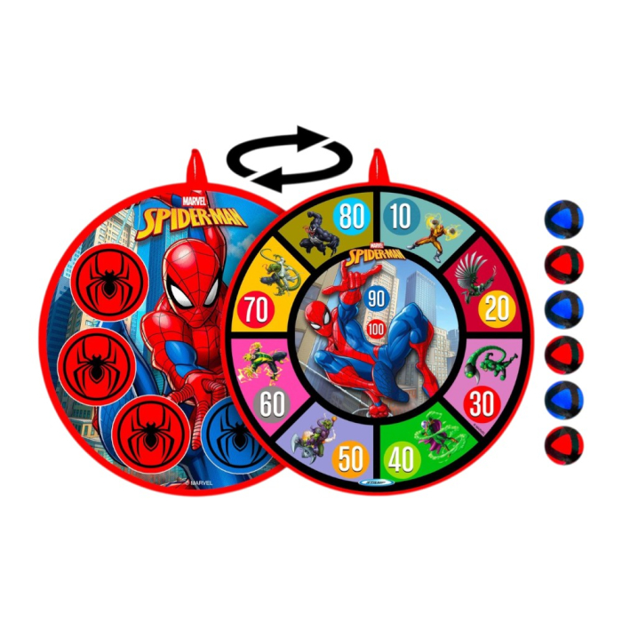 Set placă țintă cu 6 bile lipicioase pentru copii, cu două fețe, multicolor, Spiderman [4]