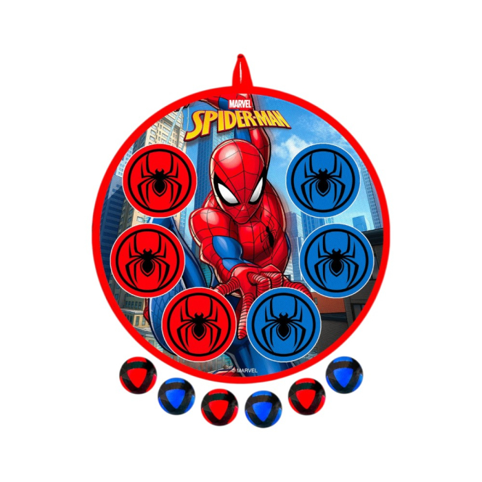 Set placă țintă cu 6 bile lipicioase pentru copii, cu două fețe, multicolor, Spiderman [6]