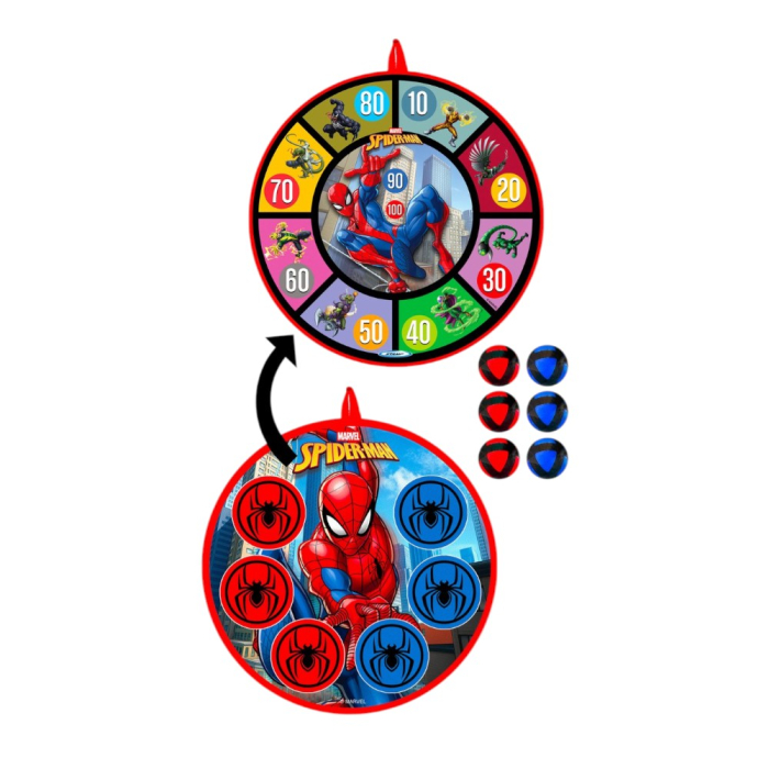 Set placă țintă cu 6 bile lipicioase pentru copii, cu două fețe, multicolor, Spiderman [5]