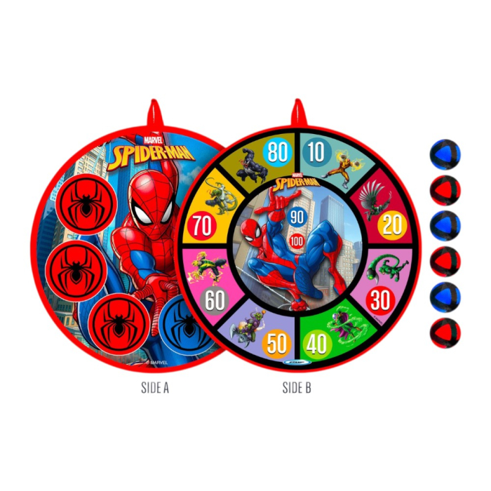Set placă țintă cu 6 bile lipicioase pentru copii, cu două fețe, multicolor, Spiderman [2]