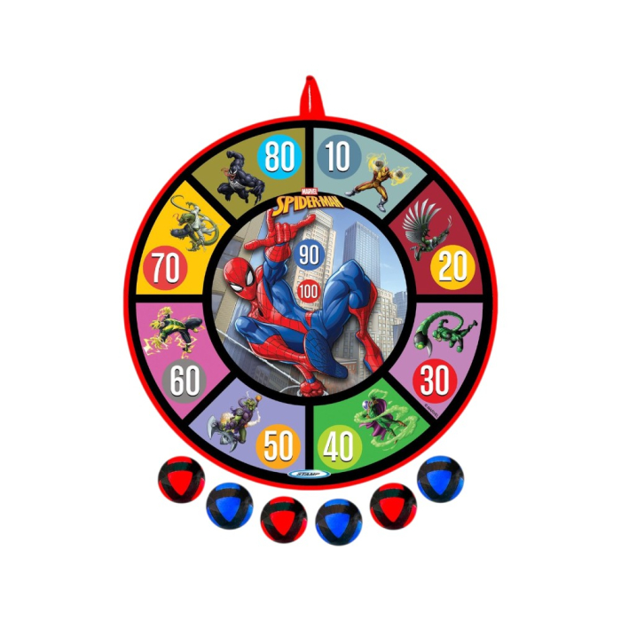 Set placă țintă cu 6 bile lipicioase pentru copii, cu două fețe, multicolor, Spiderman [3]