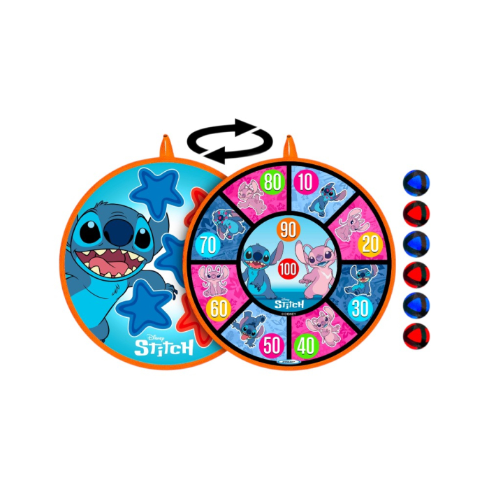 Set placă țintă cu 6 bile lipicioase pentru copii, cu două fețe, multicolor, Stitch [4]